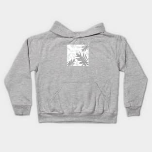Autumn fall gray on white tropical palm leaves Kids Hoodie